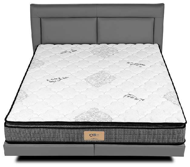 Mattress installed on a slatted bed base for noise source isolation